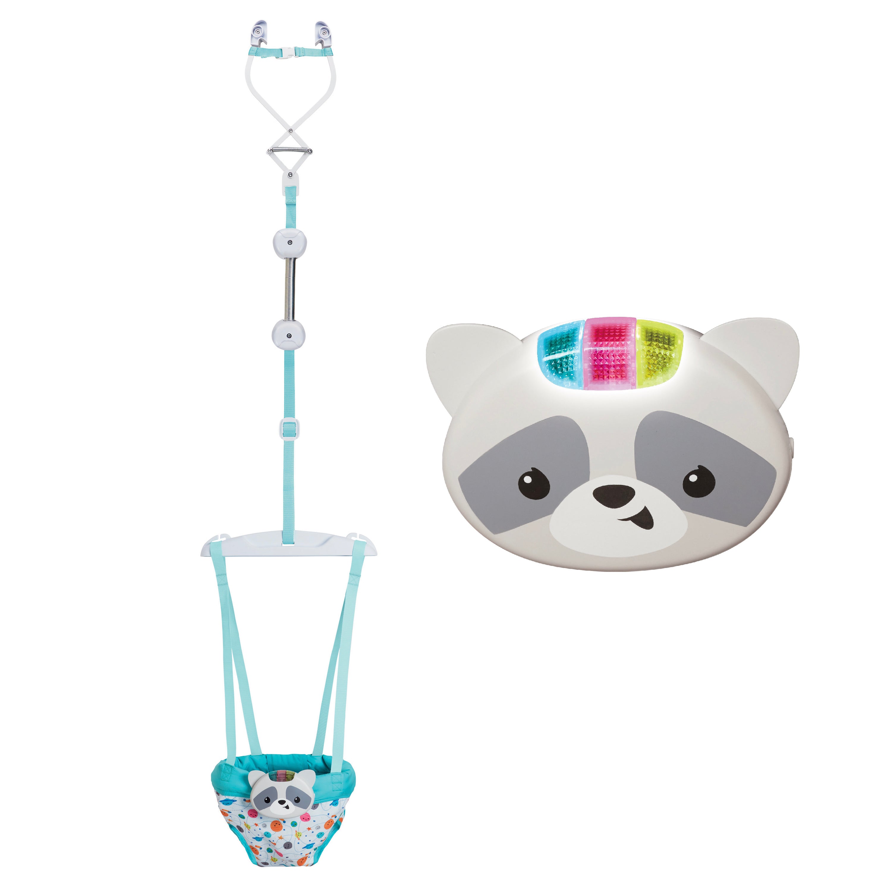 2-in-1 Music & Lights Doorway Jumper - Raccoon